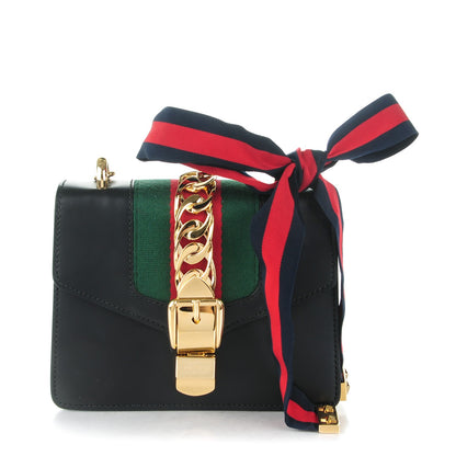 Gucci Calfskin Mini Sylvie Chain Shoulder Bag Black 1 of 7