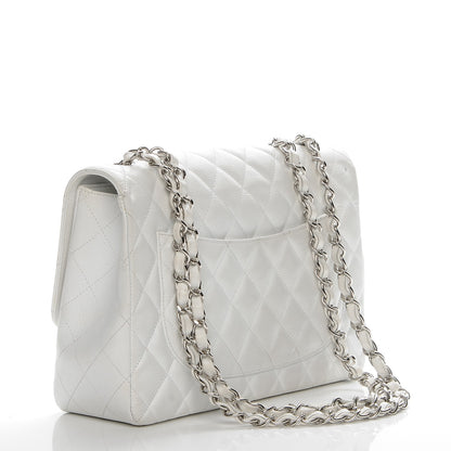 Chanel Caviar Quilted Jumbo Single Flap White 3 of 9