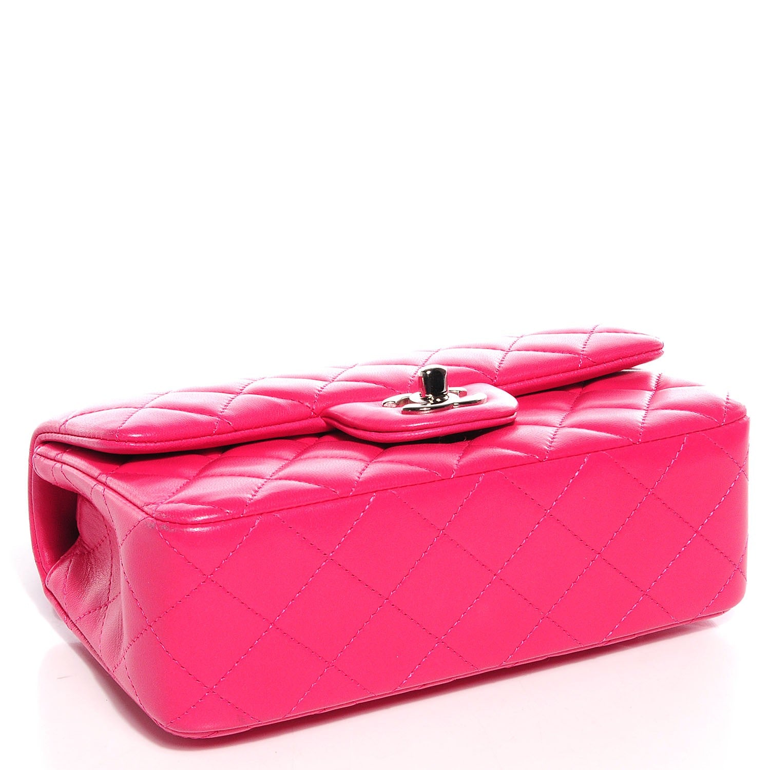 Chanel Lambskin Quilted Mini Rectangular Flap Dark Pink 4 of 9