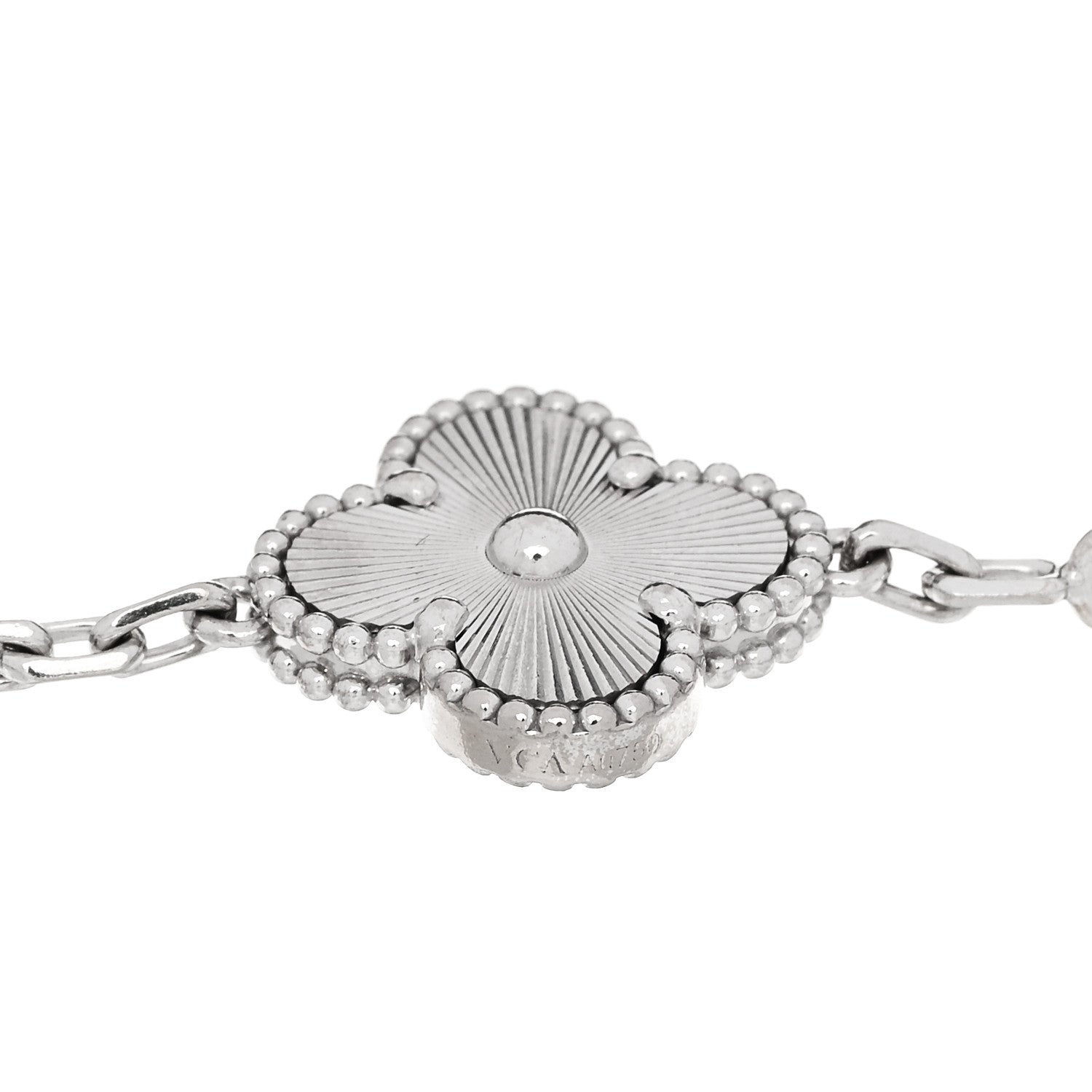 Van Cleef & Arpels 18K White Gold 5 Motifs Guilloche Vintage Alhambra Bracelet 3 of 5