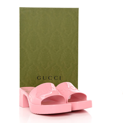 Gucci Rubber Gucci Logo Womens Platform 20/60mm Slide Sandals 35 Wild Rose 9 of 9