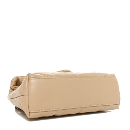 Saint Laurent Lambskin Quilted Toy Loulou Puffer Monogram Chain Satchel Nude Powder 4 of 10