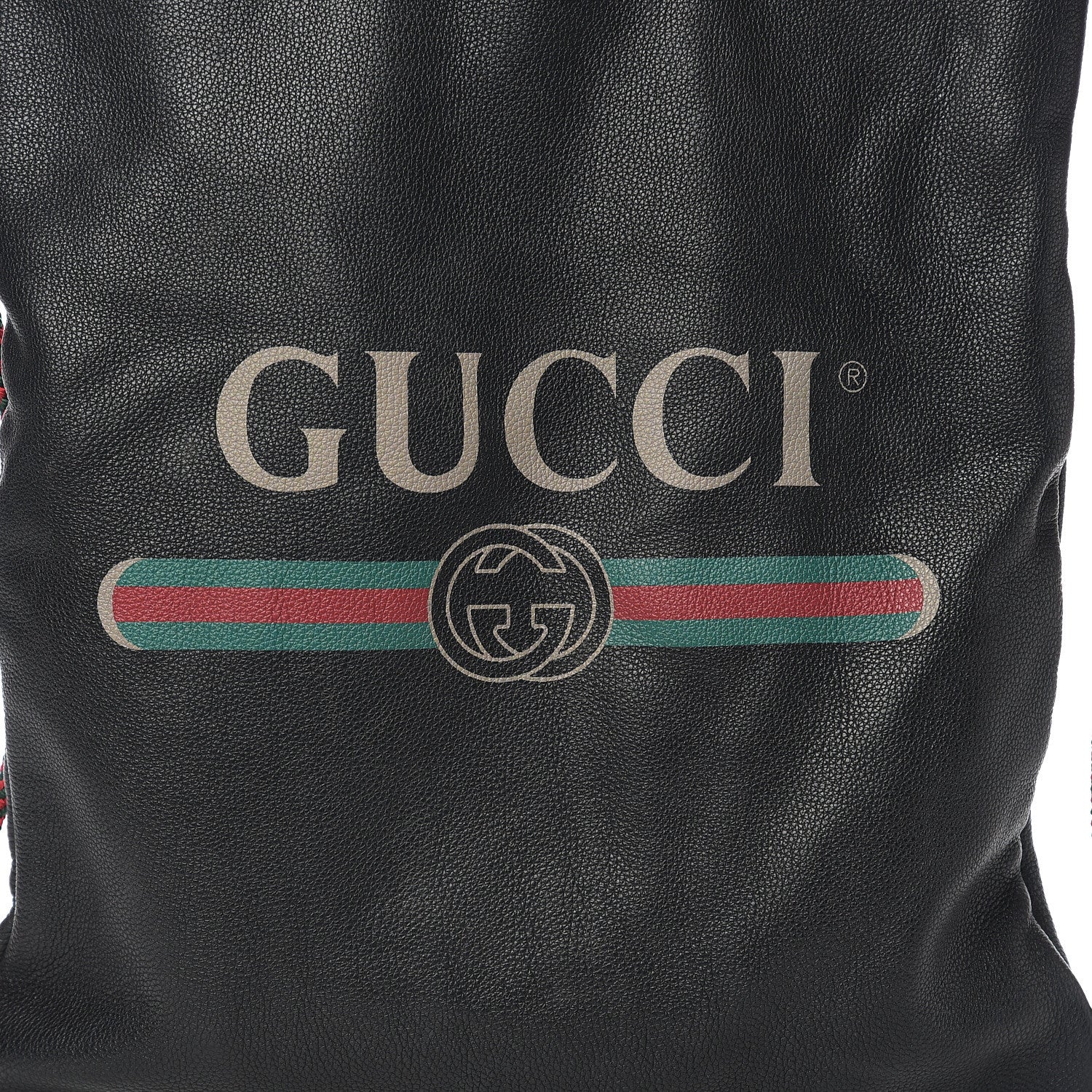 Gucci Calfskin Logo Drawstring Backpack Black 8 of 11