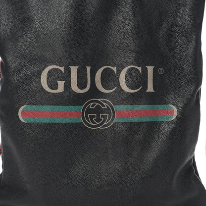 Gucci Calfskin Logo Drawstring Backpack Black 8 of 11
