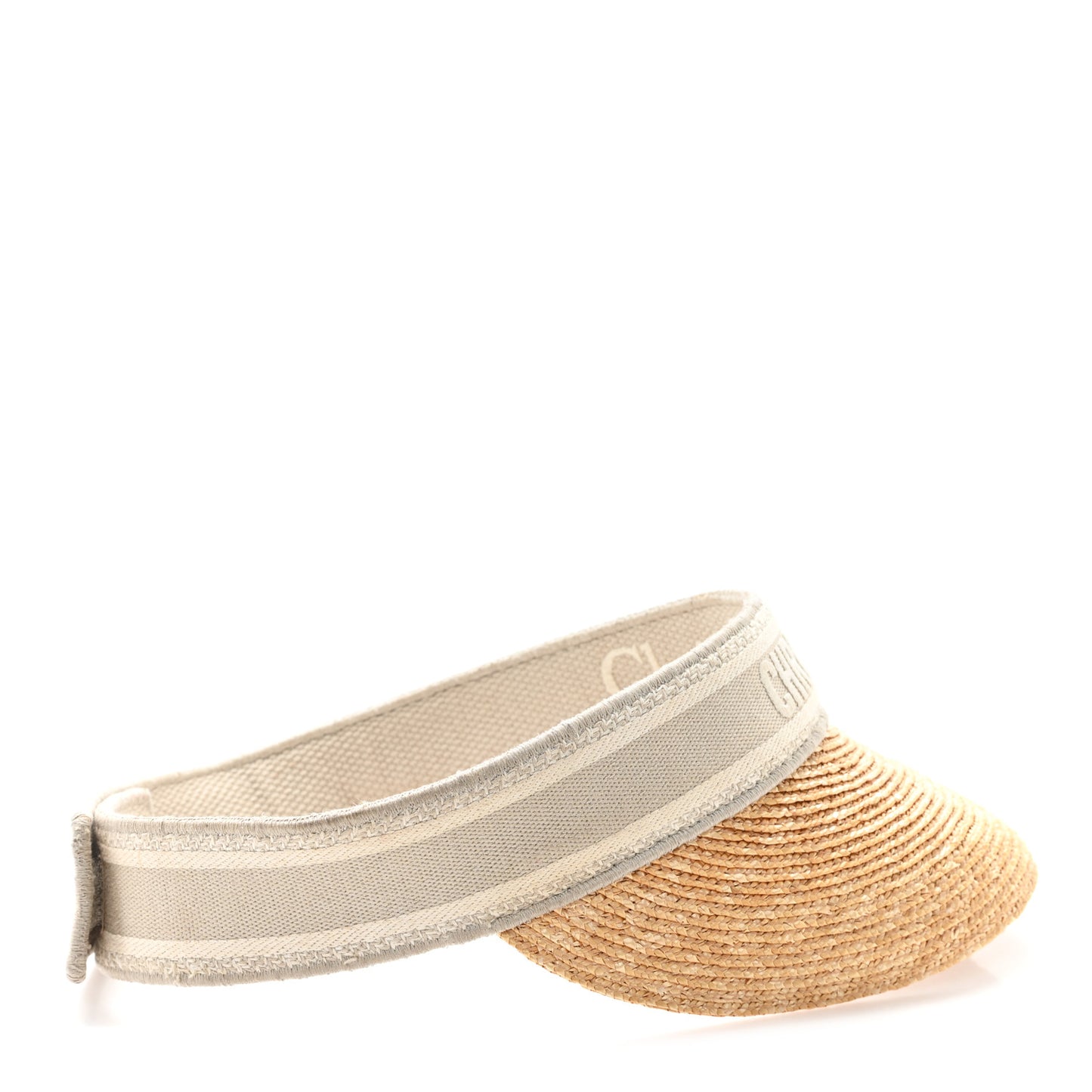Straw Embroidered Dioriviera D-Ocean Visor Natural Grey