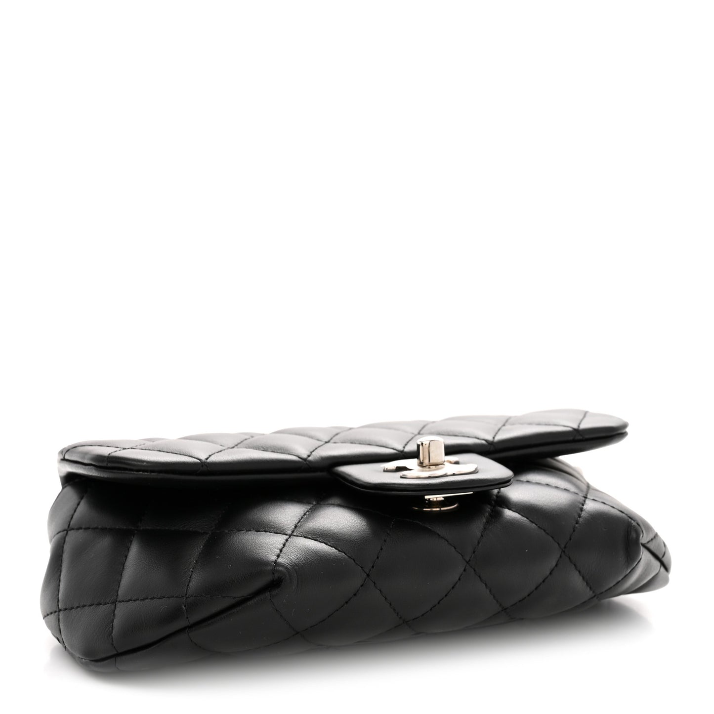 Calfskin Quilted CC Uniform Flap Belt Bag Black