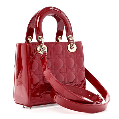 Christian Dior Patent Cannage Small Lady Dior Cherry Red 3 of 10