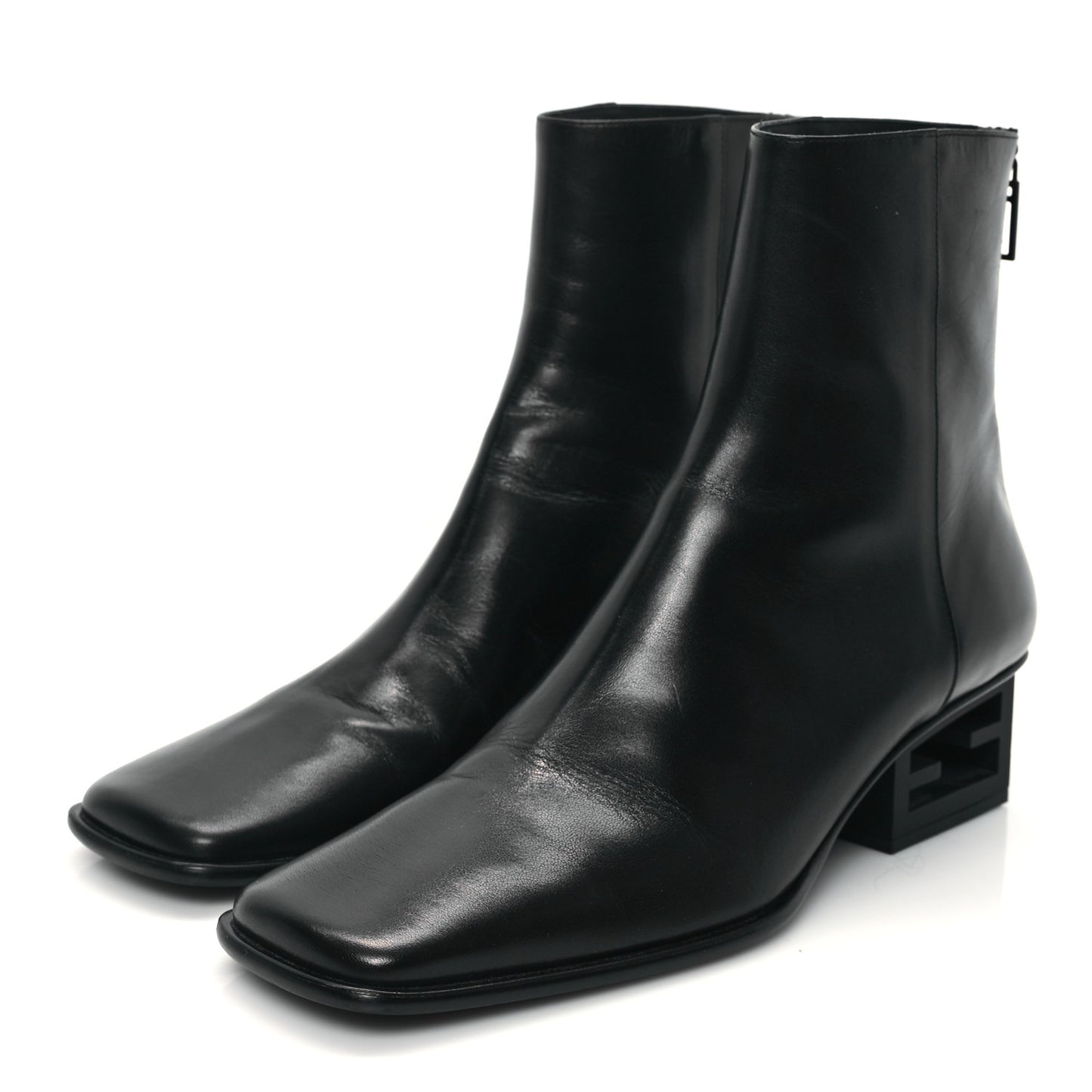 Vitello Nappa FF Cutout Baguette 45mm Ankle Boots 40 Black