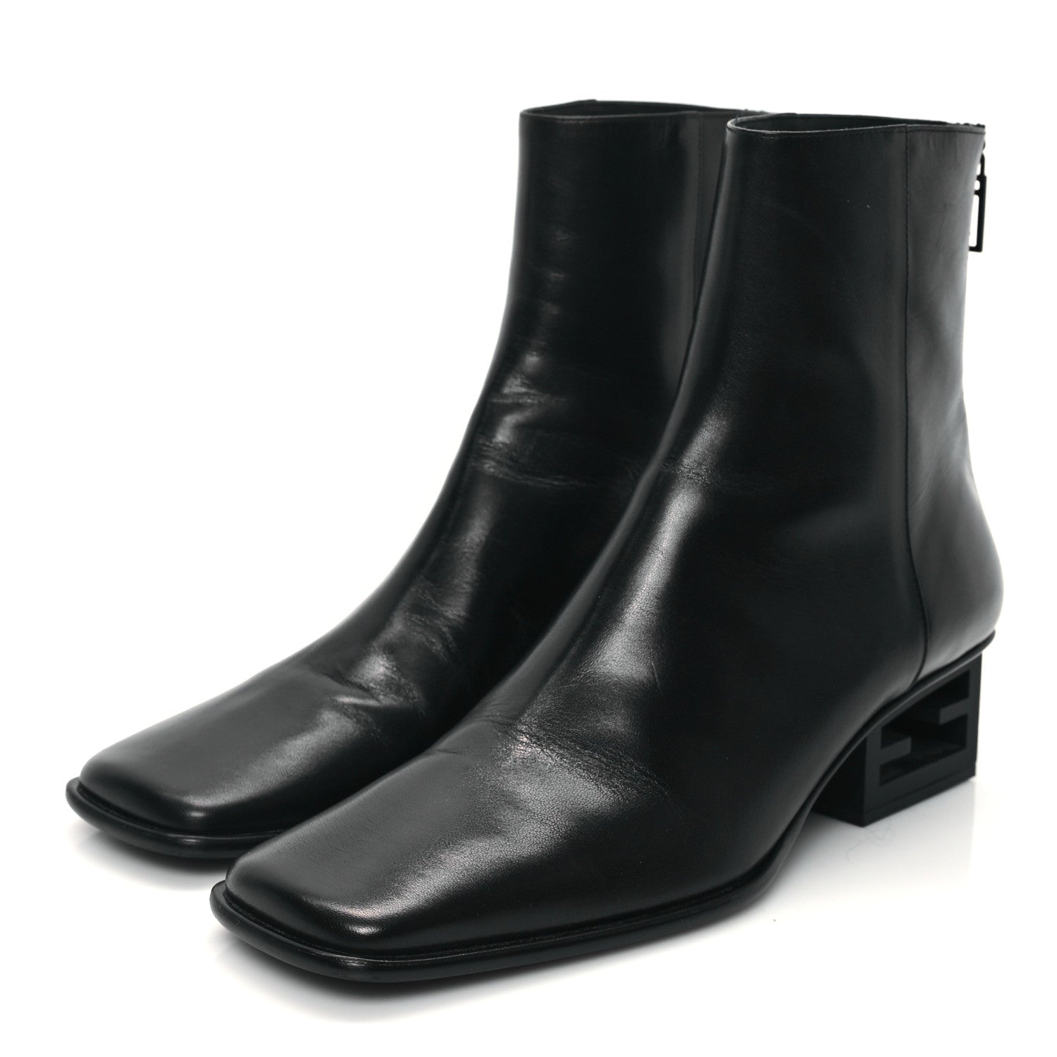 Fendi Vitello Nappa FF Cutout Baguette 45mm Ankle Boots 40 Black 3 of 8