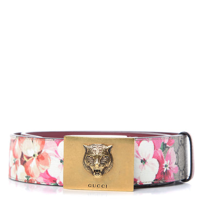 Gucci GG Plus Monogram Blooms Plaque Belt 80 32 Beige Multicolor Dry Rose 1 of 6