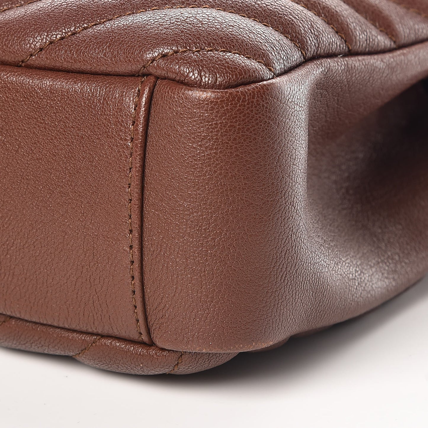 Sheepskin Matelasse Medium College Monogram Bag Amber