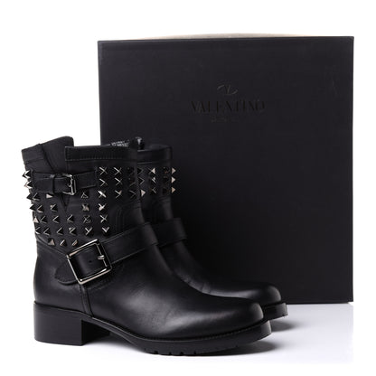 Valentino Garavani Calfskin Rockstud 30mm Biker Boots 38 Black 14 of 14