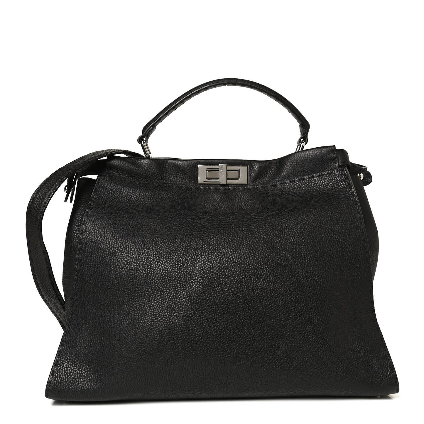 Cuoio Romano Selleria Bi-Color Large Peekaboo Iconic Satchel Black Mou