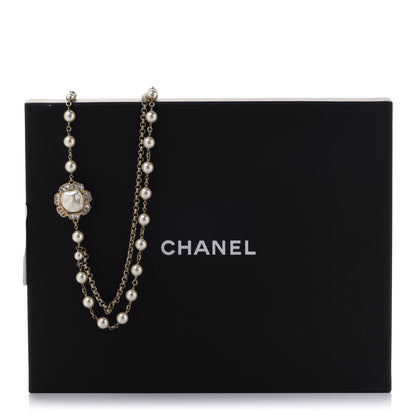 Chanel Pearl Crystal CC Camellia Express Long Necklace Gold 7 of 7