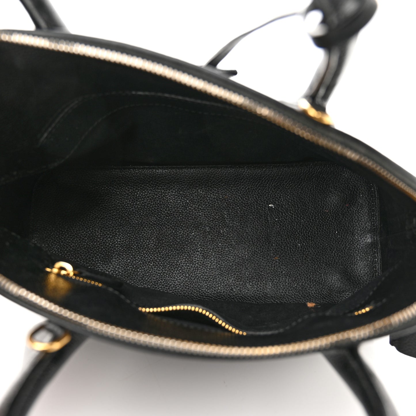 Grained Calfskin Logo S Ville Top Handle Bag Black White