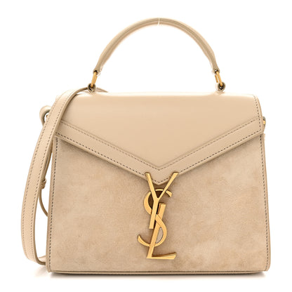 Saint Laurent Kid Suede Smooth Calfskin Mini Classic Monogram Cassandra Top Handle Sea Salt 1 of 13
