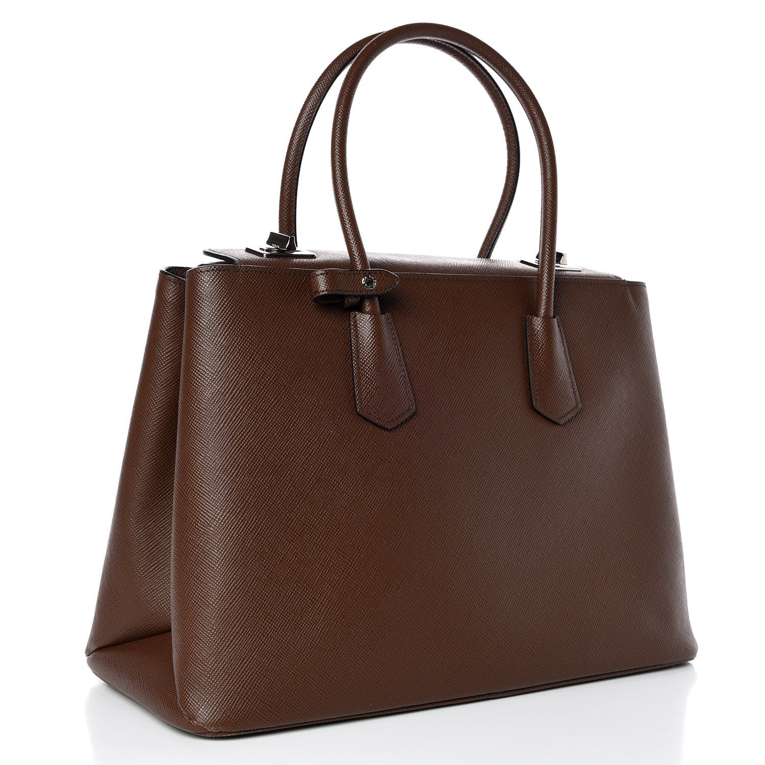 Prada Saffiano Cuir Twin Tote Cacao 3 of 13
