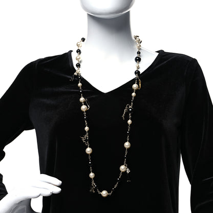 Chanel Resin Pearl Bead CC Logo Necklace Silver Black White 2 of 5