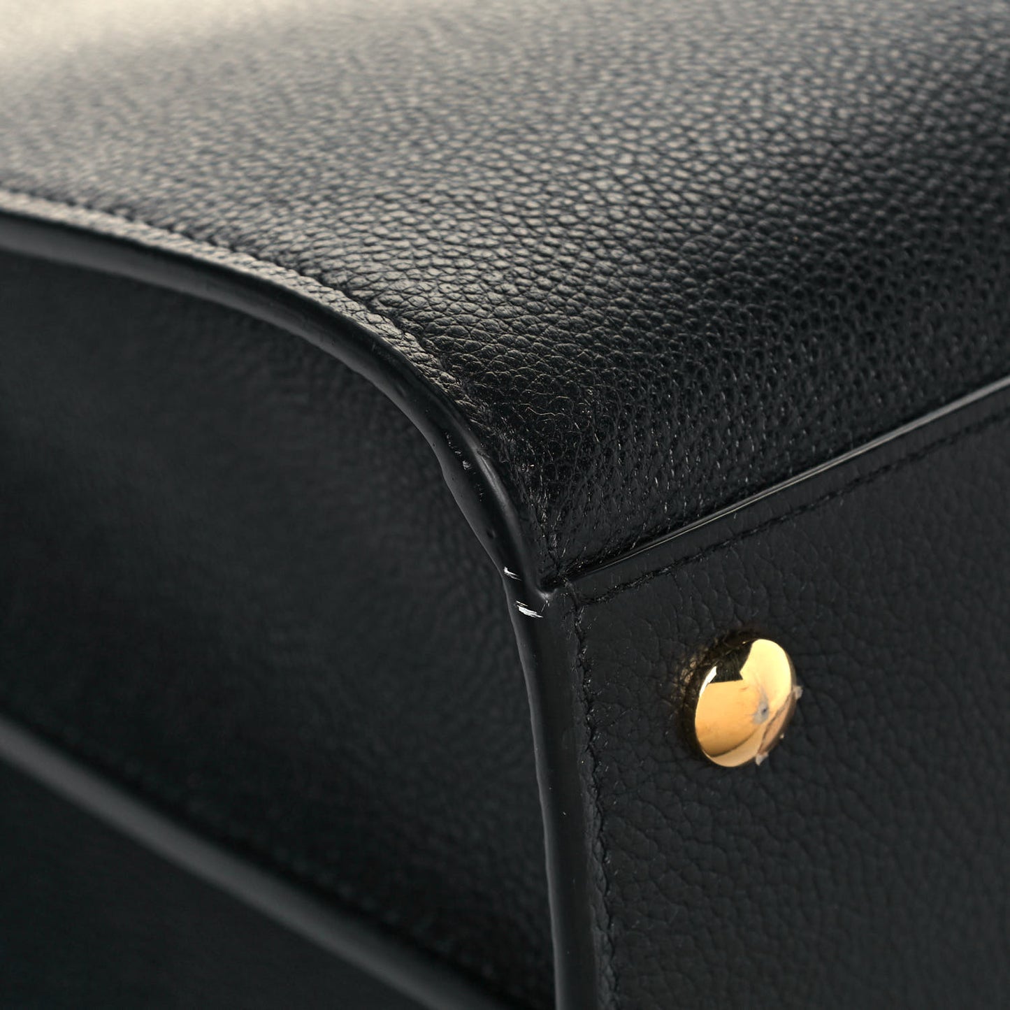 Grainy Calfskin Medium Title Bag Black