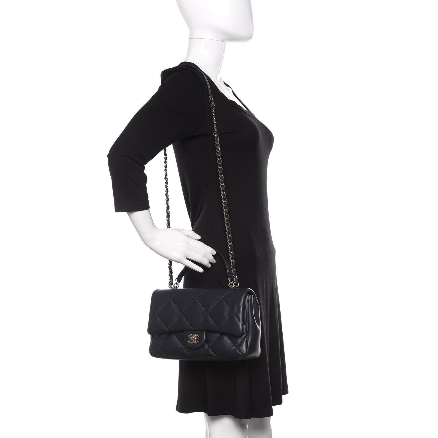 Chanel Lambskin Quilted Easy Carry Flap Navy 2 of 10