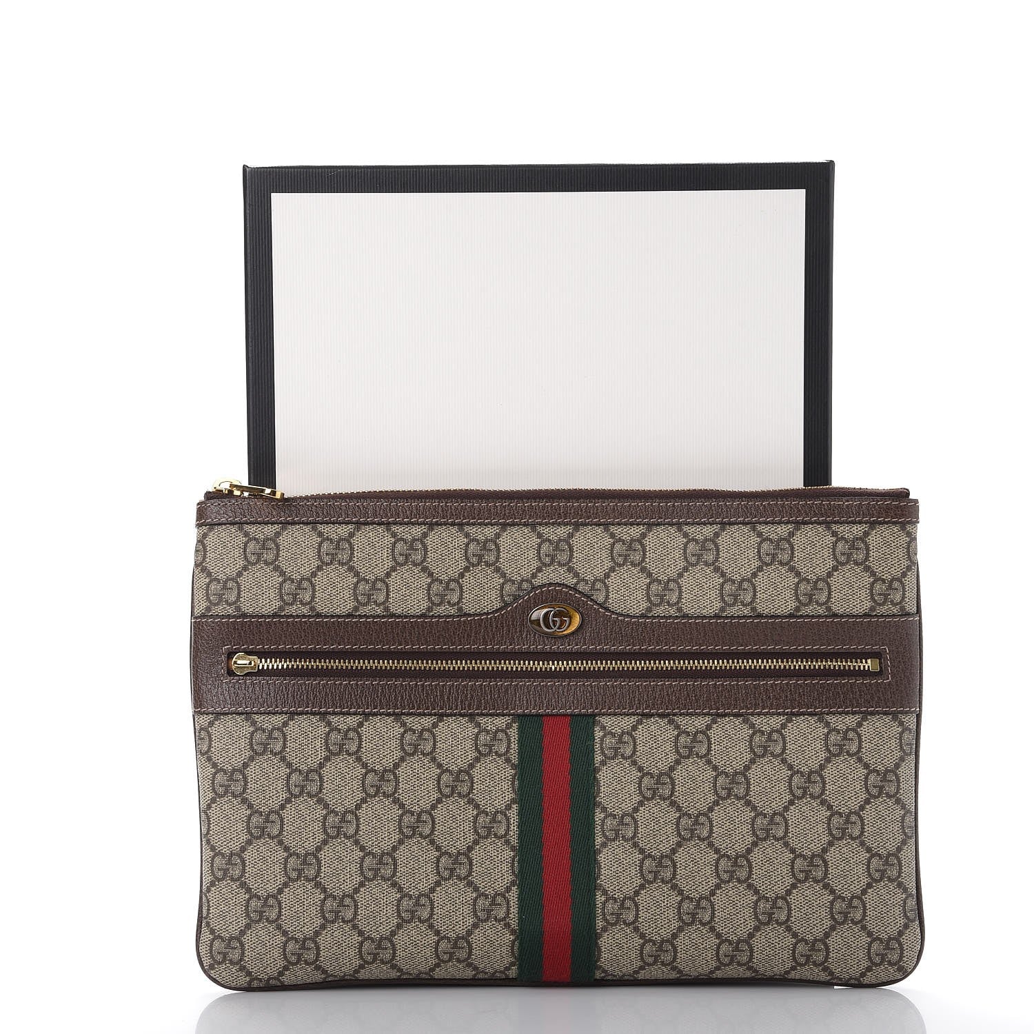 Gucci GG Supreme Monogram Large Ophidia Pouch Clutch Brown 11 of 11