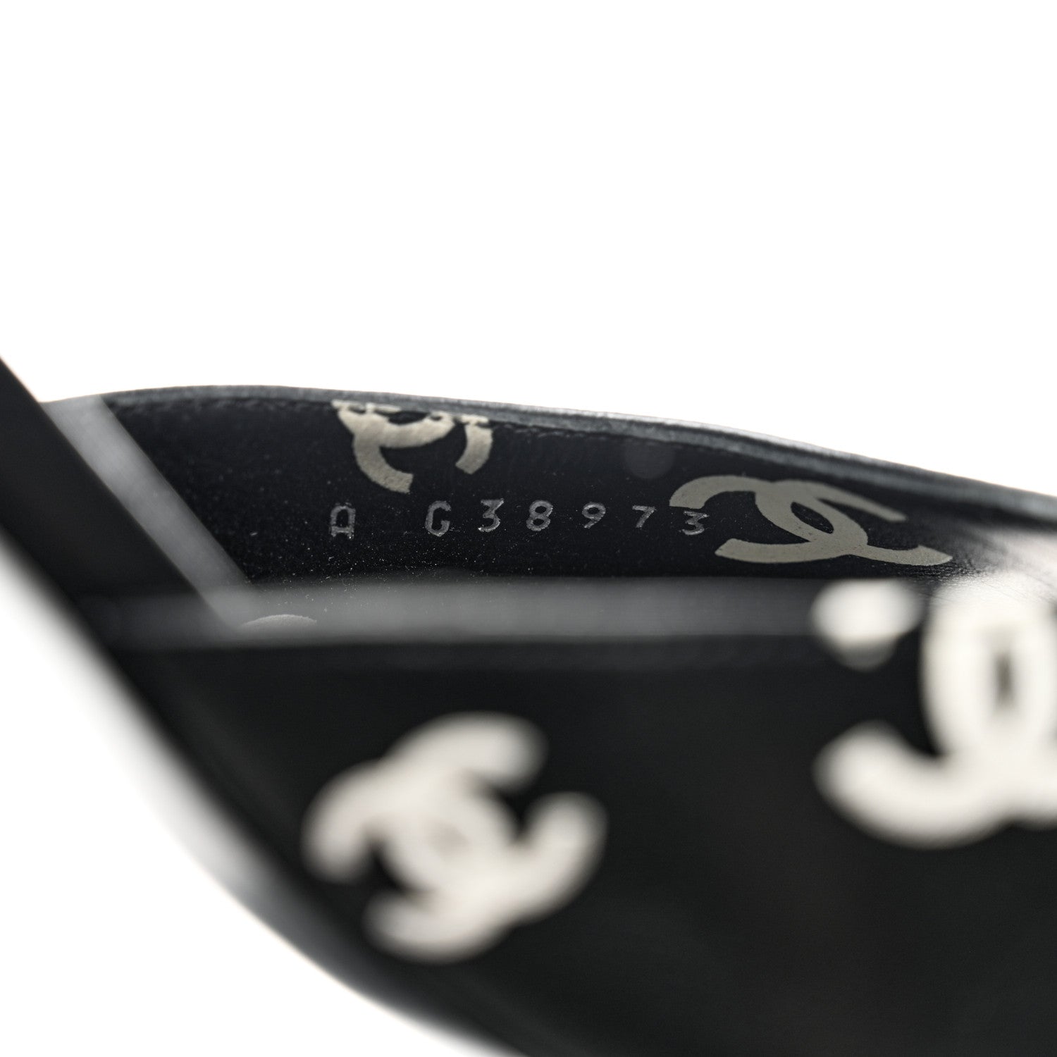 Chanel Printed Lambskin CC Sandals 39.5 Black White 6 of 8