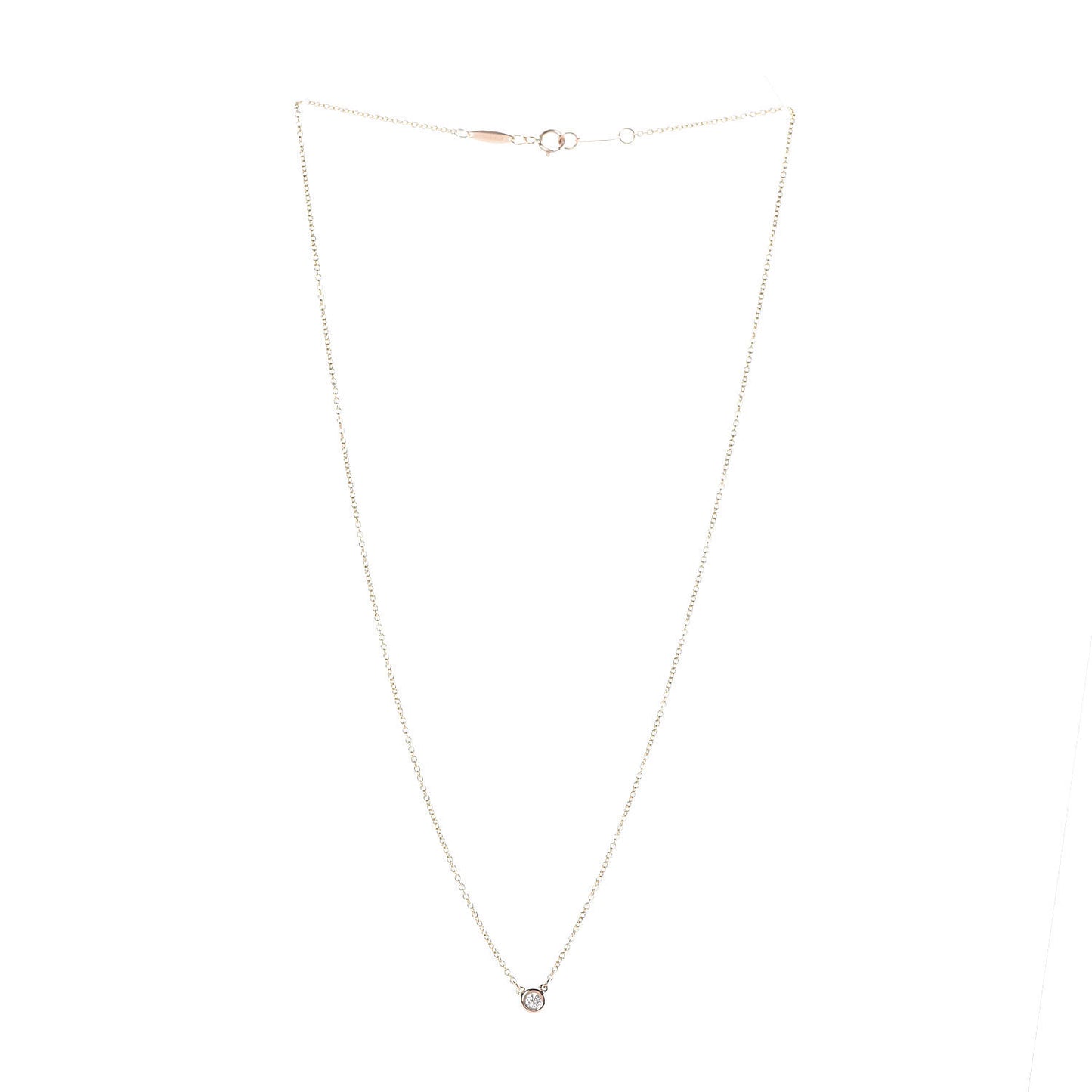 18K Rose Gold Diamond .07ct Elsa Peretti Diamonds by the Yard Pendant Necklace
