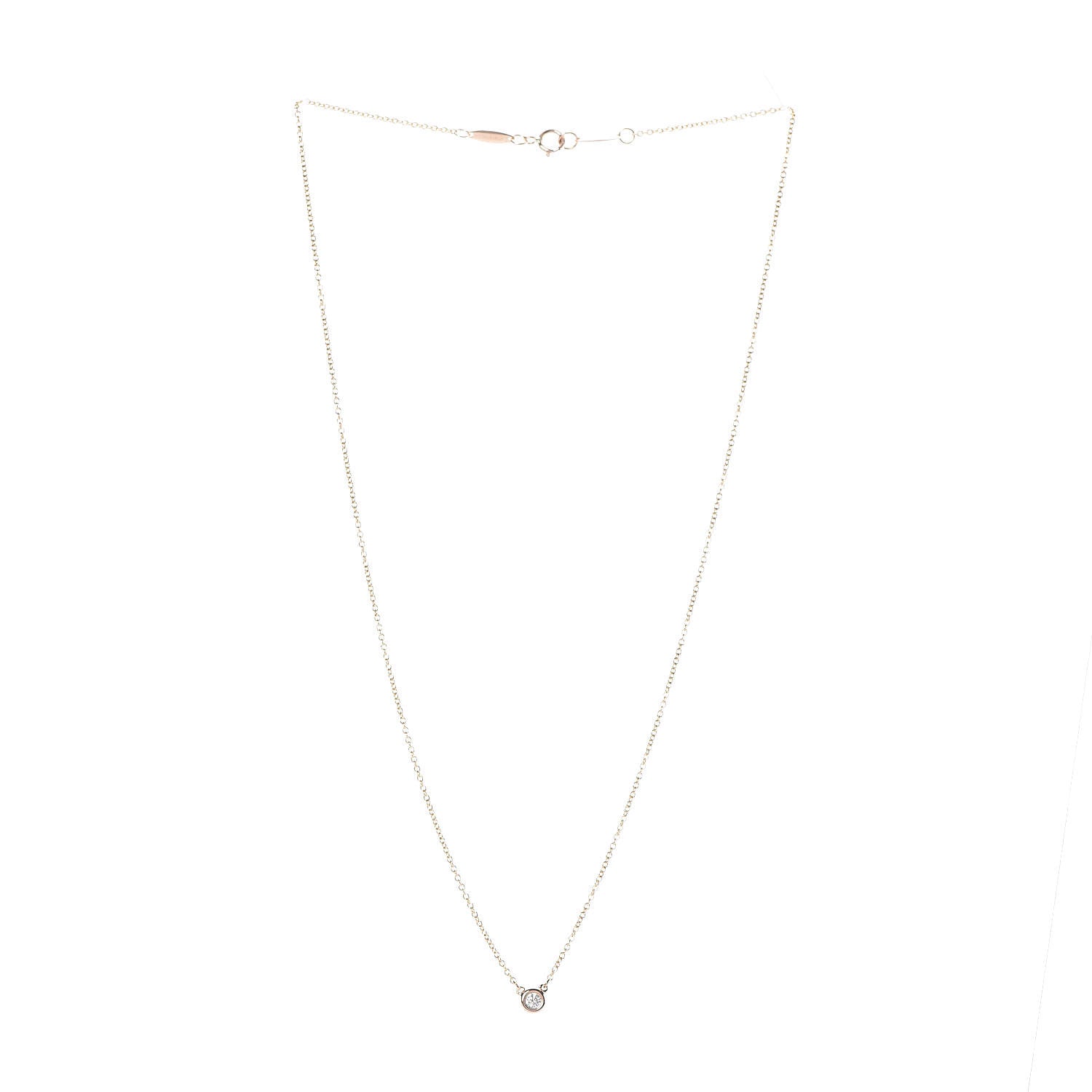 Tiffany 18K Rose Gold Diamond .07ct Elsa Peretti Diamonds by the Yard Pendant Necklace 3 of 5