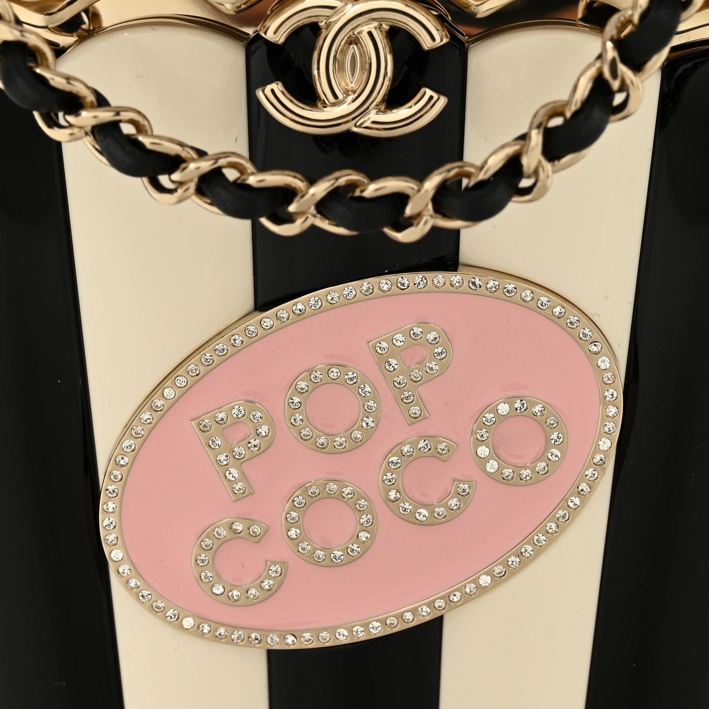 Resin Pearl Crystal Popcorn Bucket Minaudiere Black White Pink