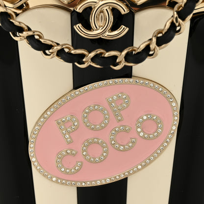 Chanel Resin Pearl Crystal Popcorn Bucket Minaudiere Black White Pink 9 of 12