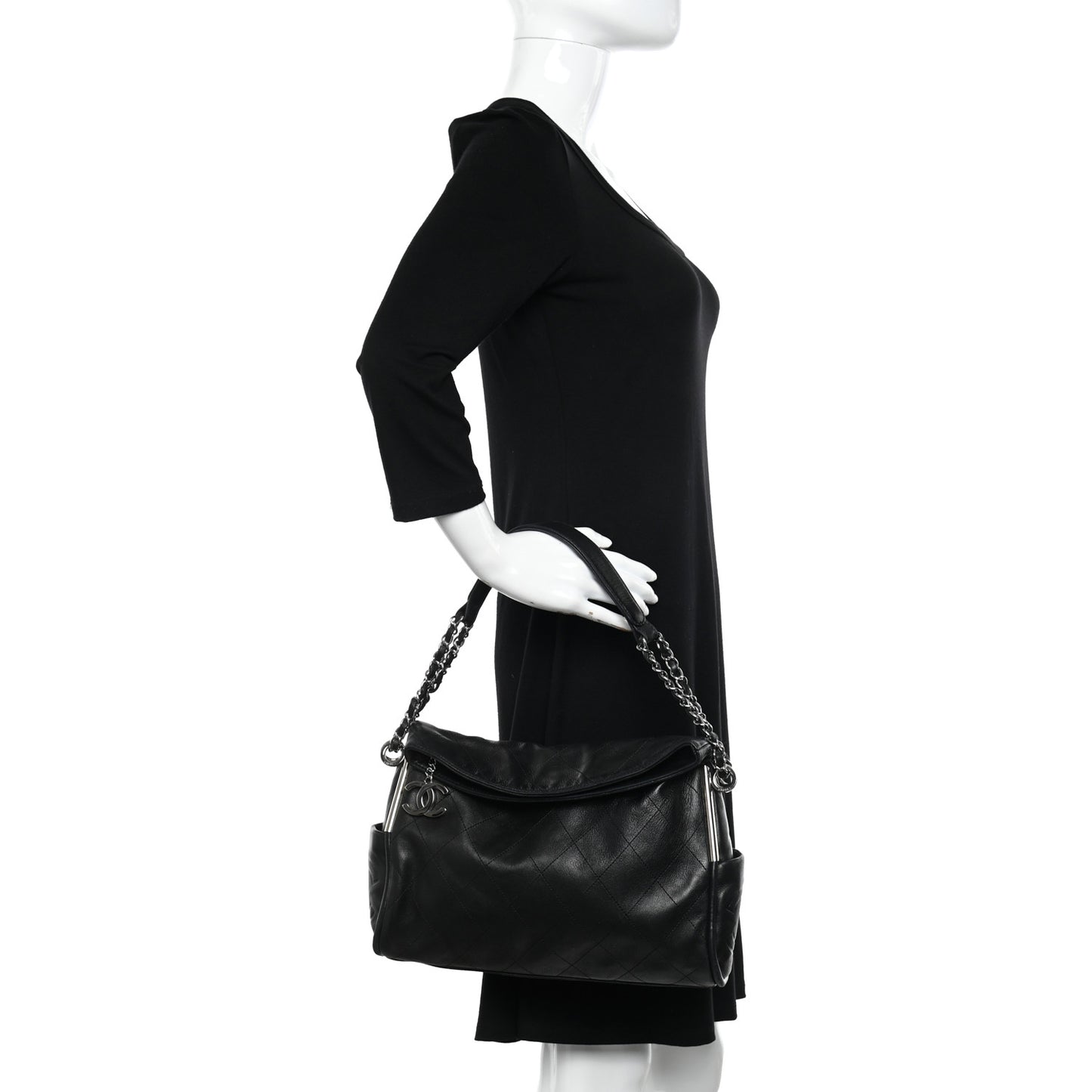 Lambskin Stitched Medium Ultimate Soft Tote Black