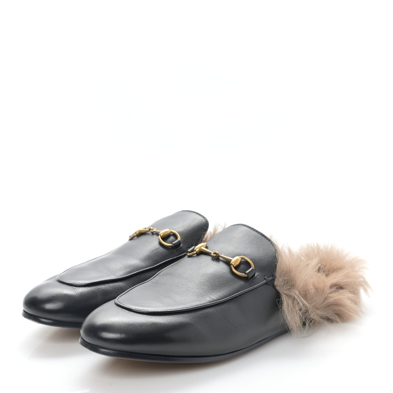 Gucci Calfskin Fur Womens Princetown Slippers 41 Black 3 of 7