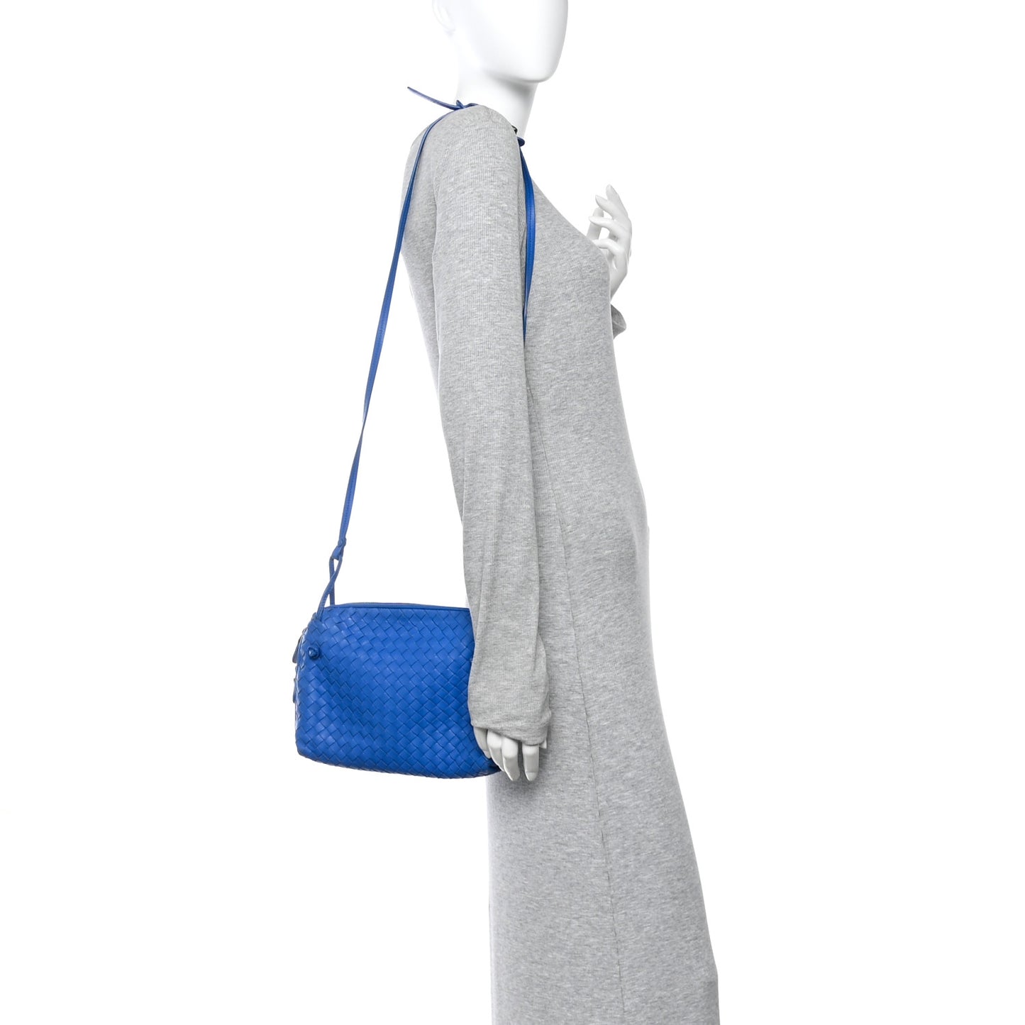 Nappa Intrecciato Double Compartment Crossbody Bag Atlantic Blue