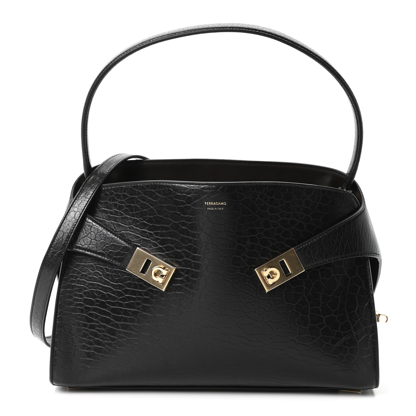 Washed Calfskin Medium Hug Soft Bicolor Shoulder Bag Black Testa Di Moro
