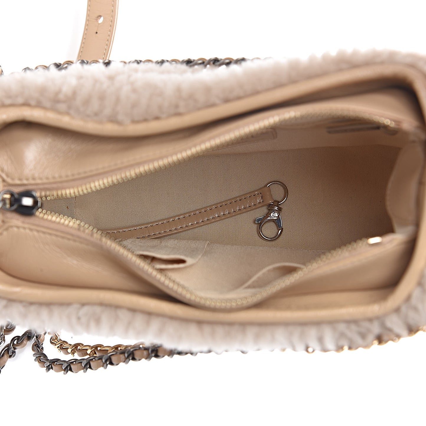 Shearling Small Gabrielle Hobo Dark Beige