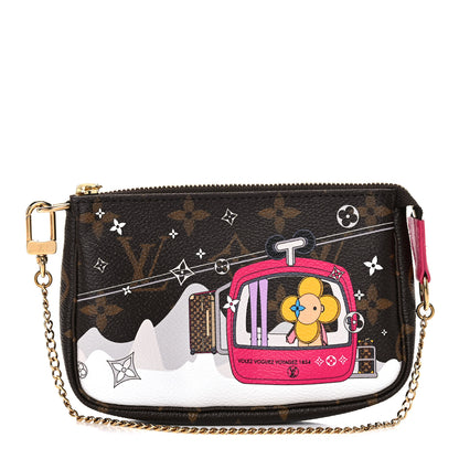 Louis Vuitton Monogram 2019 Christmas Animation Mini Courchevel Pochette Accessories Fuchsia 1 of 11