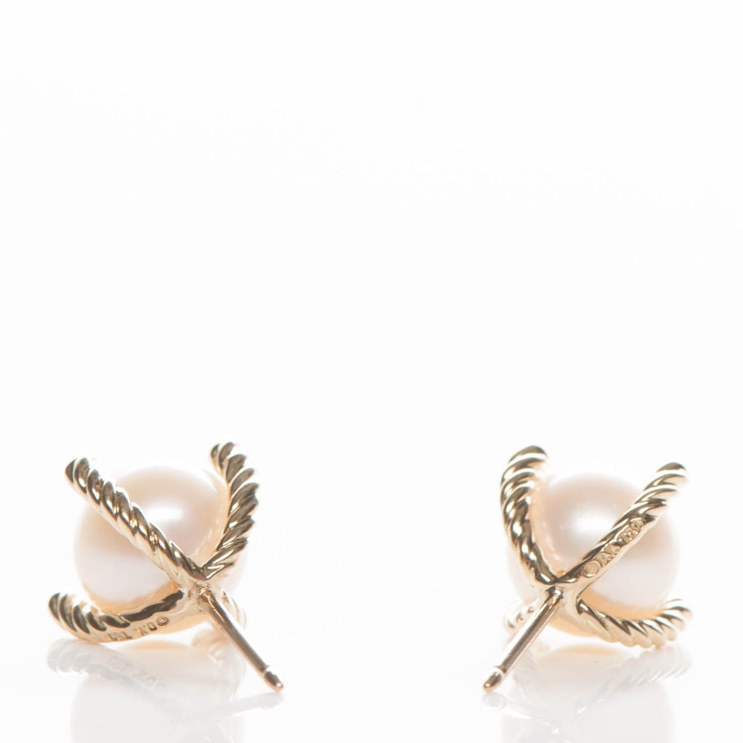 18K Yellow Gold Diamond 14mm Pearl Earrings