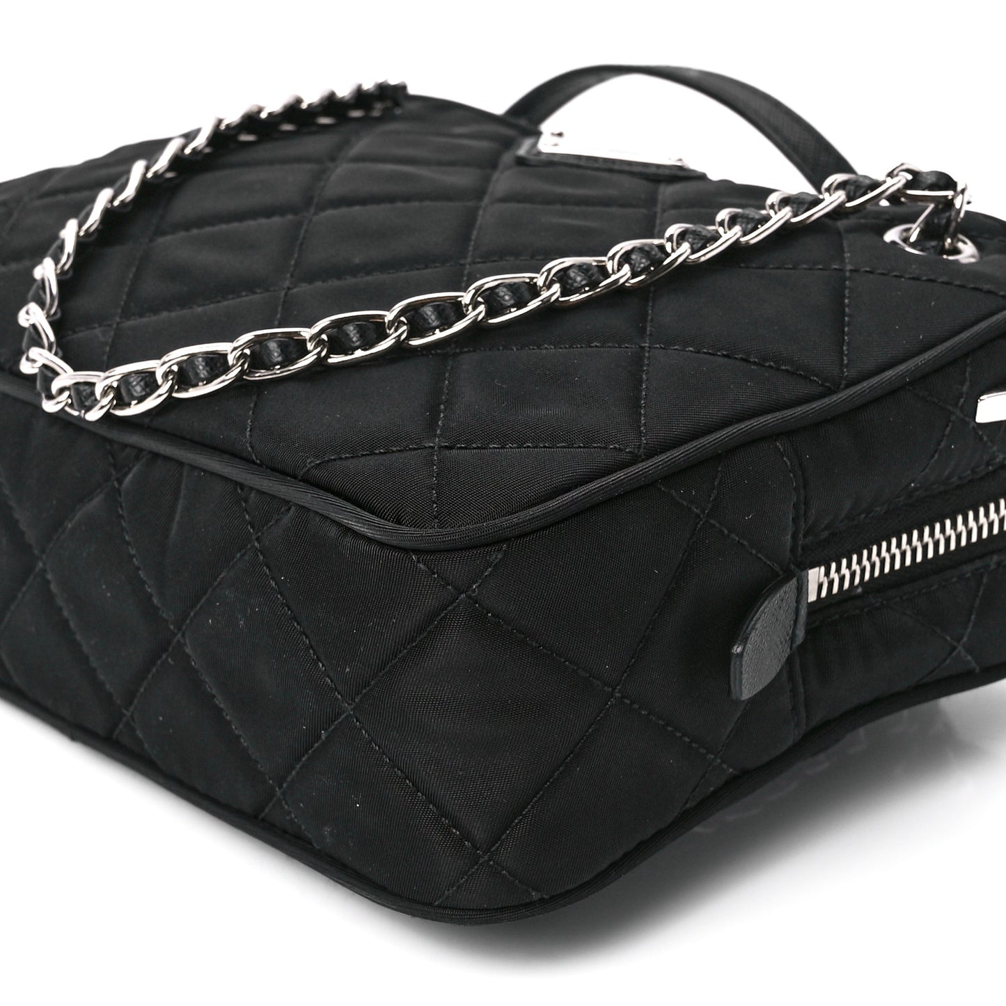 Nylon Tessuto Impuntu Quilted Bandoliera Crossbody Bag Black