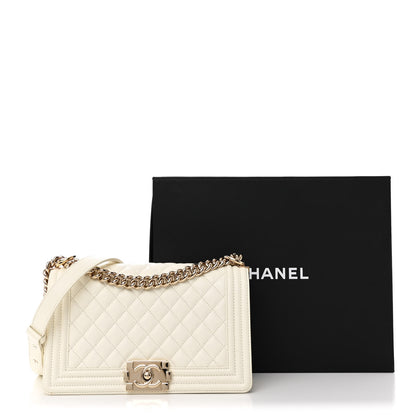 Chanel Caviar Quilted Medium Boy Flap White 13 of 13