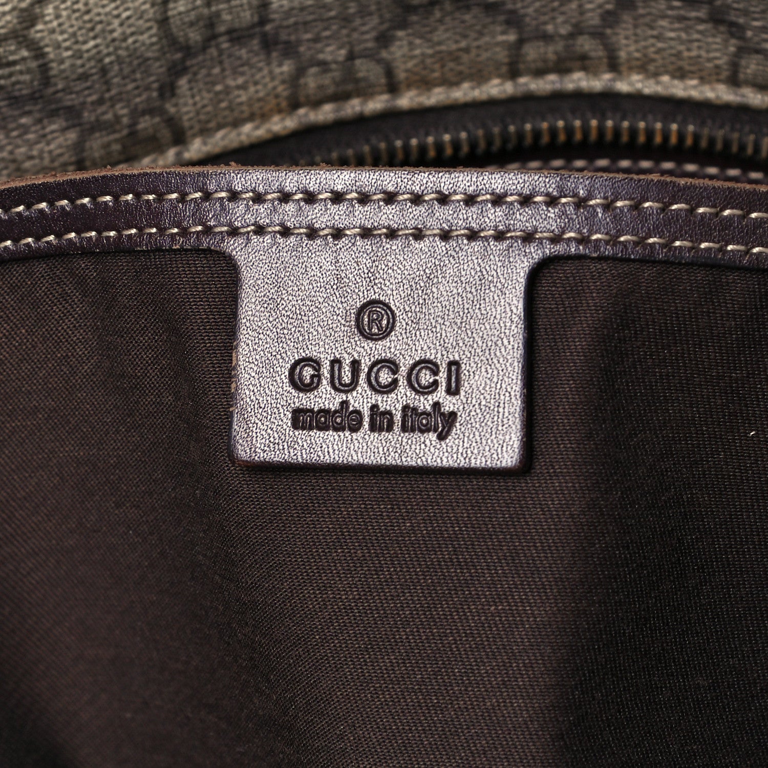 Gucci GG Supreme Monogram Medium Zippered Shopping Tote Dark Brown 6 of 12
