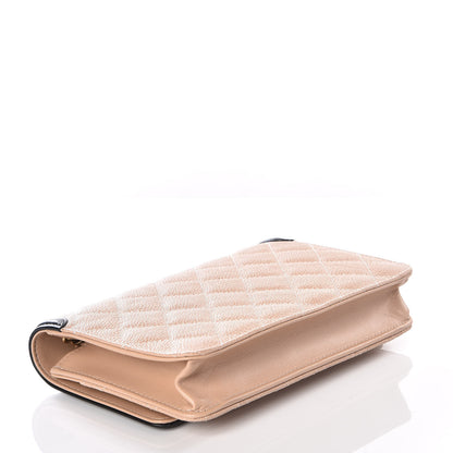 Chanel Caviar Quilted CC Filigree Wallet On Chain WOC Beige Black 3 of 11