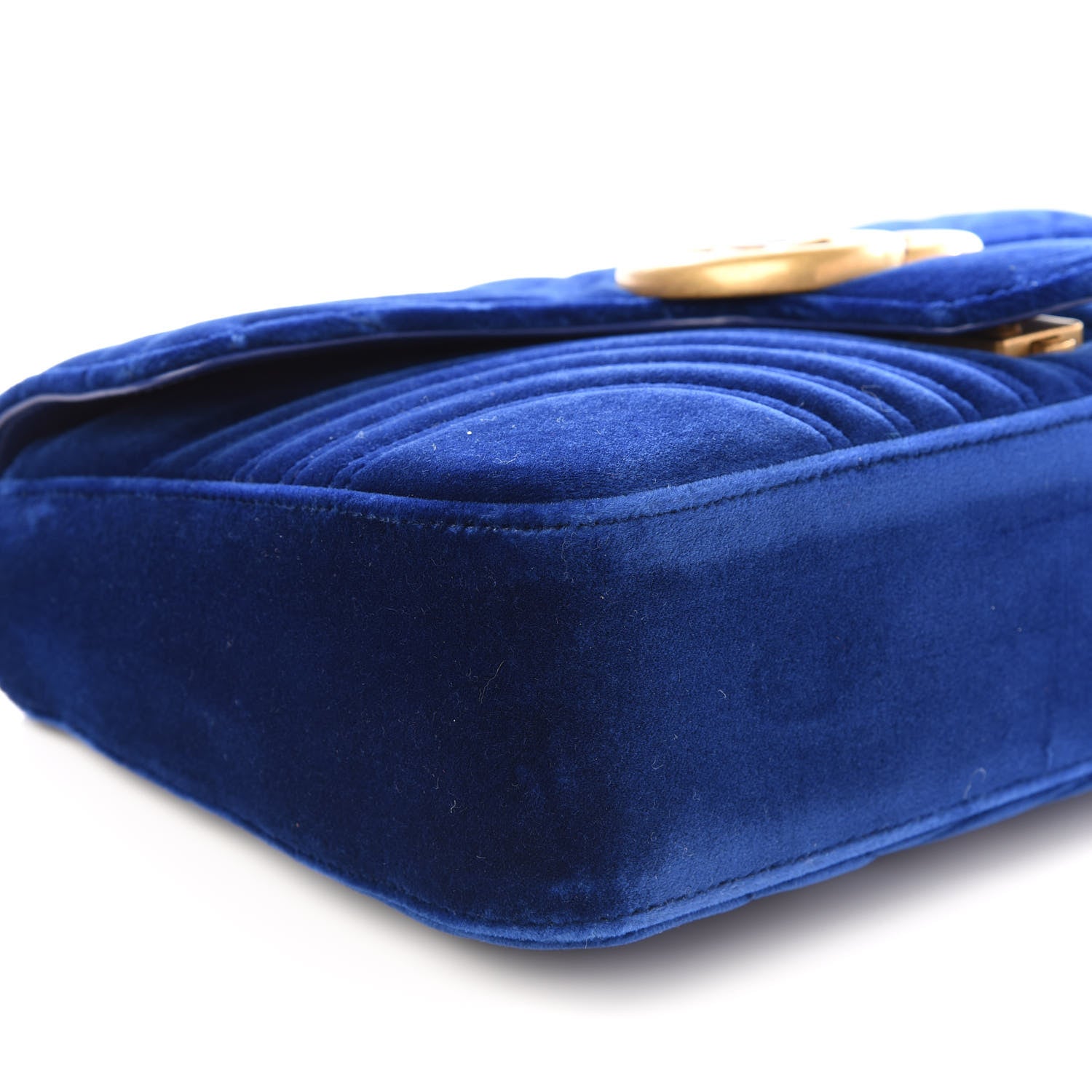 Gucci Velvet Matelasse Medium GG Marmont Shoulder Bag Cobalt Blue 5 of 9