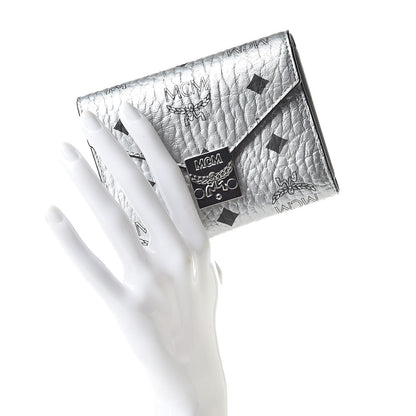 MCM Metallic Visetos Compact Wallet Silver 2 of 8