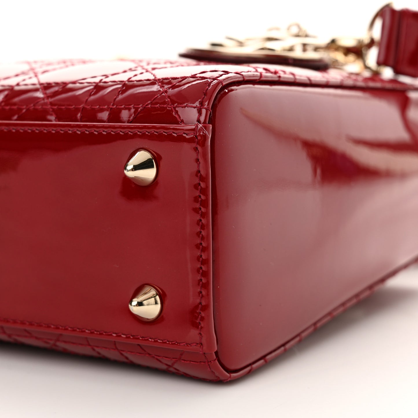 Patent Cannage Small Lady Dior Cherry Red