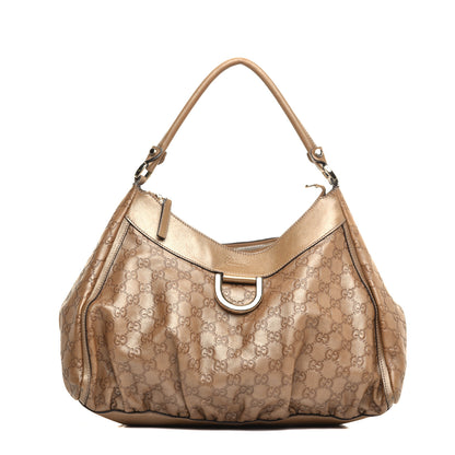 Gucci Metallic Guccissima Large D Gold Ring Hobo Gold 1 of 13