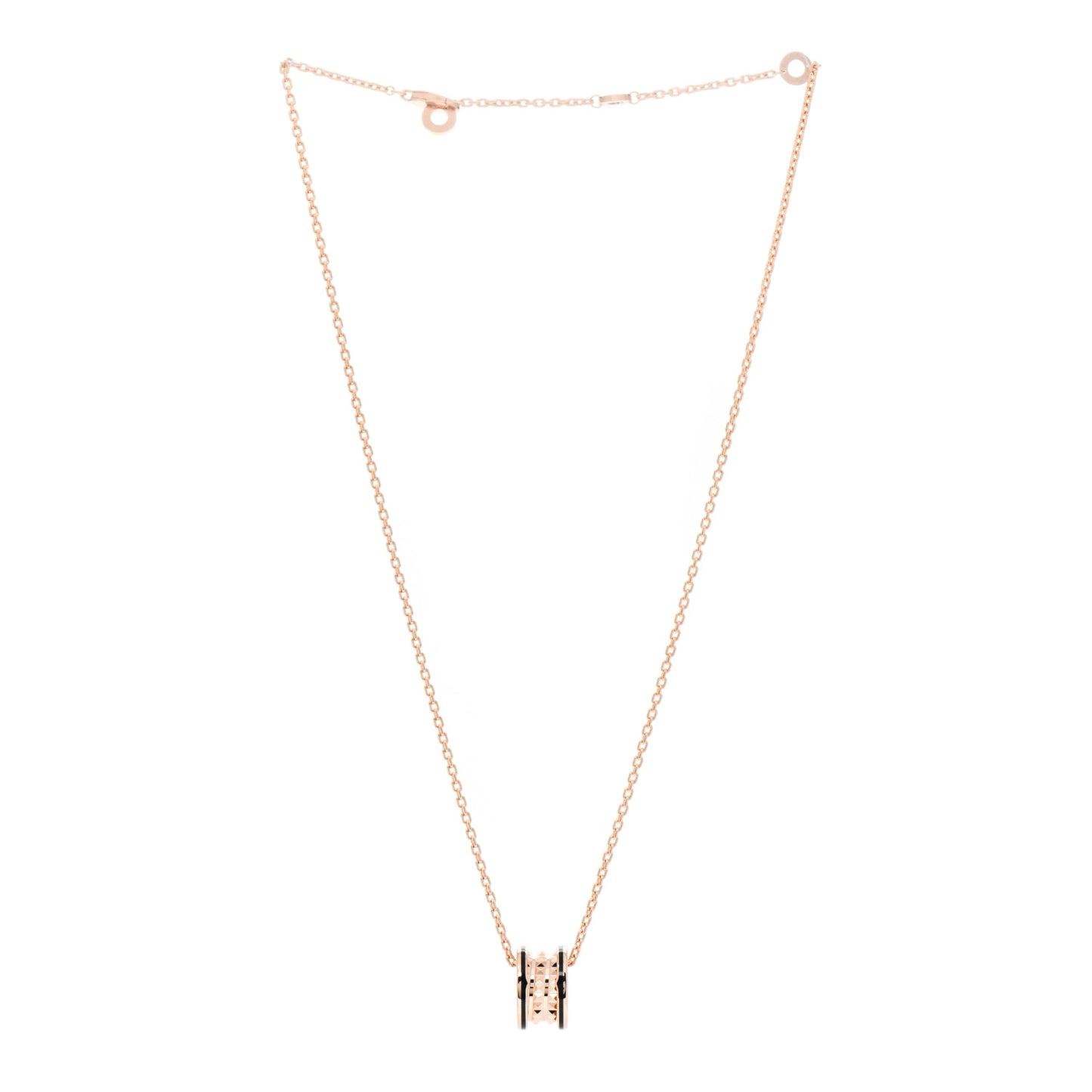 18K Rose Gold Black Ceramic B.Zero1 Rock Pendant Necklace