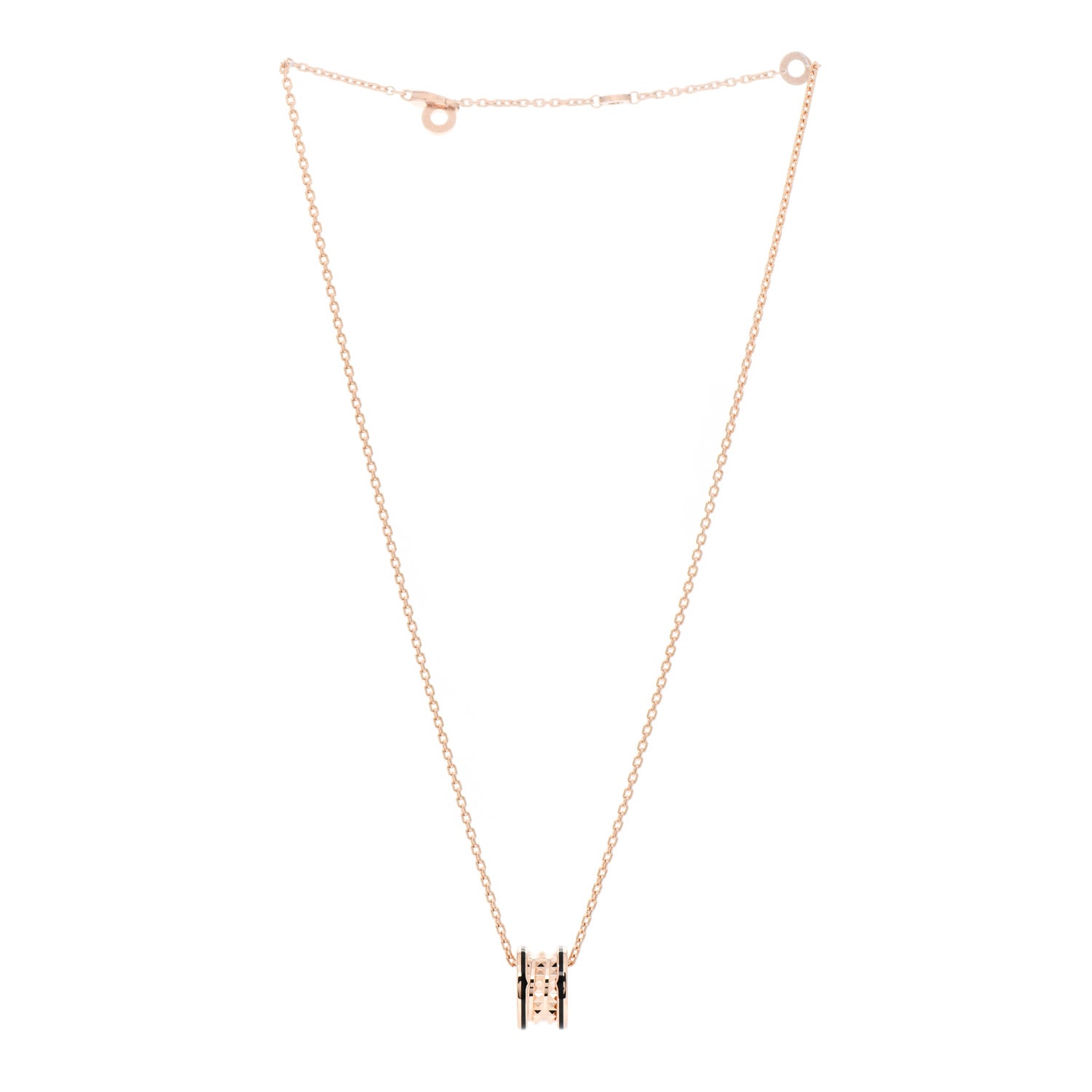 Bulgari 18K Rose Gold Black Ceramic B.Zero1 Rock Pendant Necklace 3 of 8