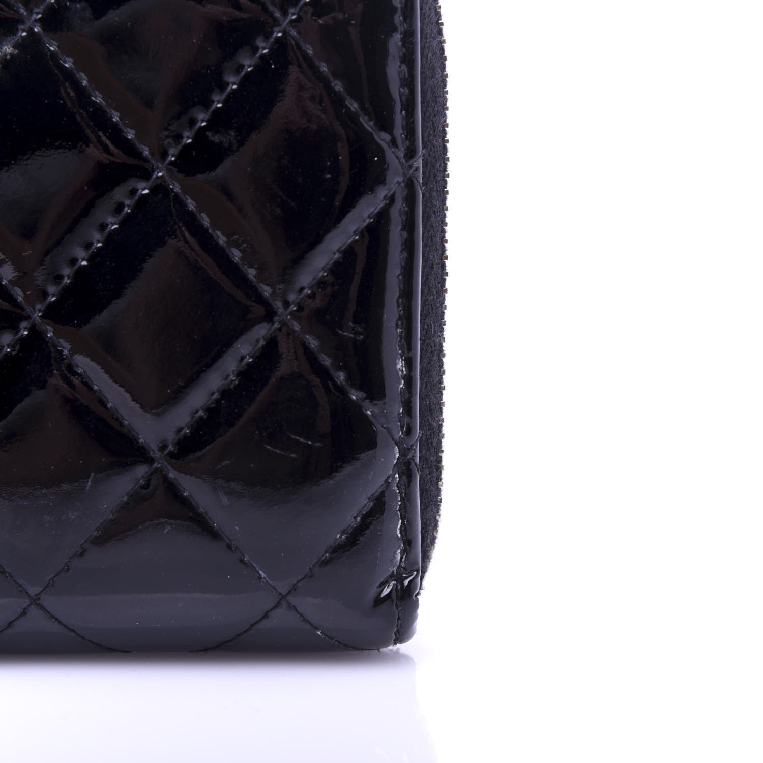 Chanel Patent Quilted Zip Around Wallet Black 10 of 10