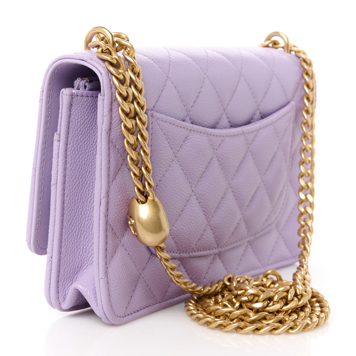 Caviar Quilted Sweetheart Wallet On Chain WOC Light Purple