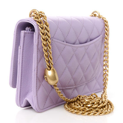 Chanel Caviar Quilted Sweetheart Wallet On Chain WOC Light Purple 3 of 11